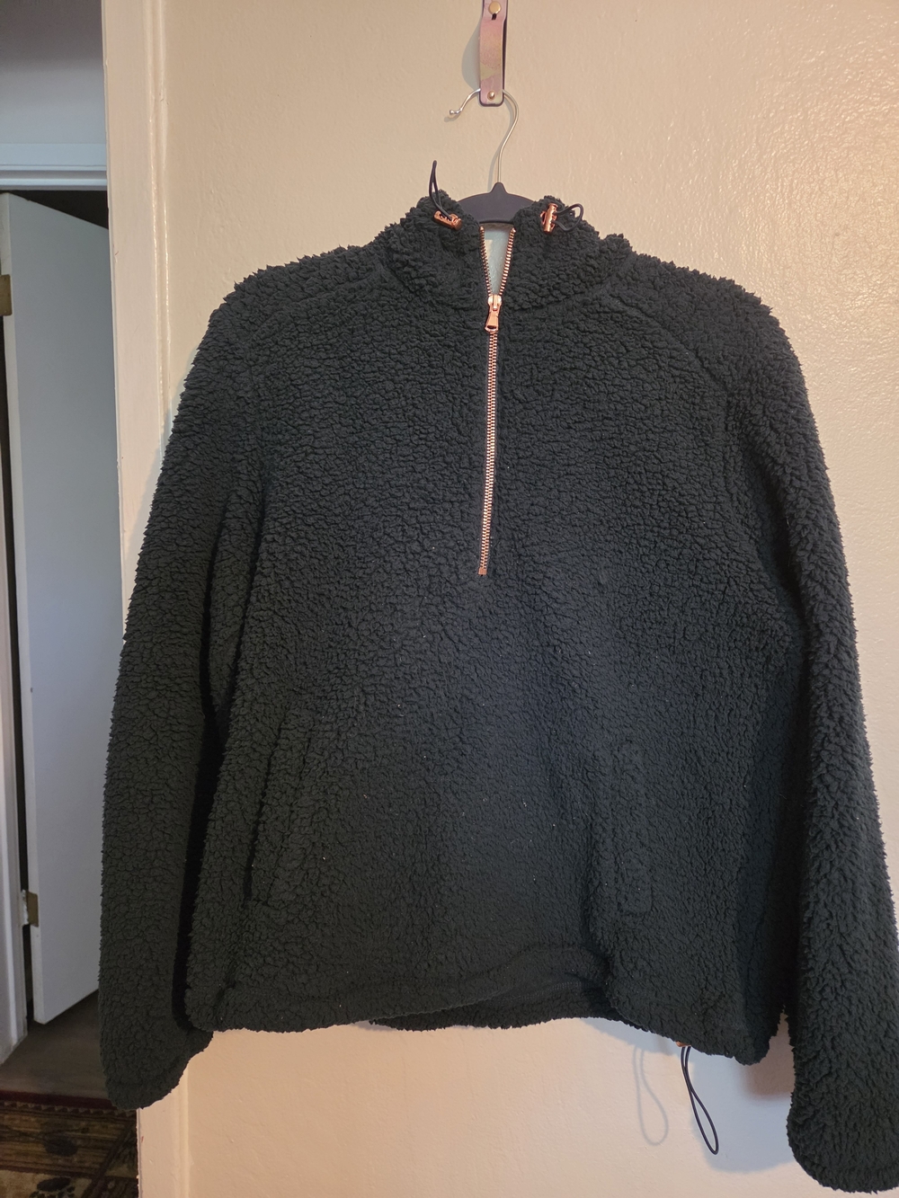 Old Navy Cozy Green Sherpa Half-Zip Pullover Sweater
